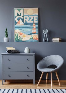 Plakat, Polskie Regiony retro - Morze pastelowe 4rooms