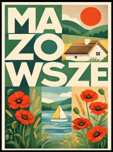 Plakat, Polskie Regiony - Retro Mazowsze 4rooms