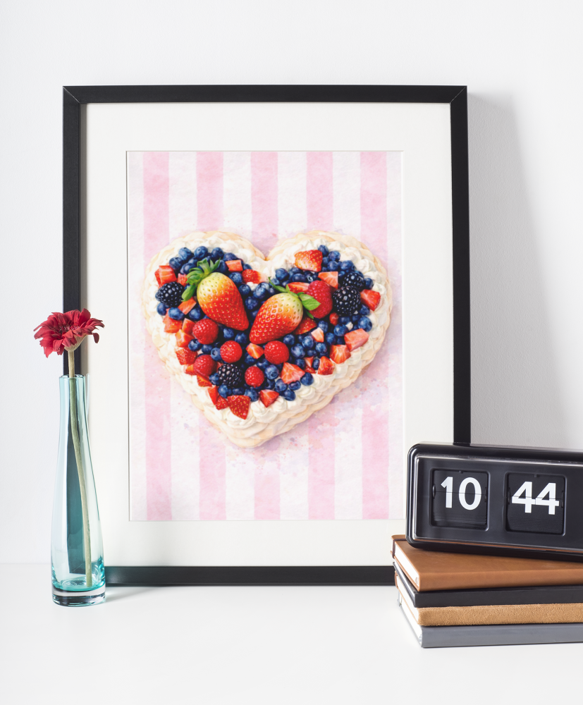 Plakat do kuchni kulinarny- Ciasto Love w kształcie serca