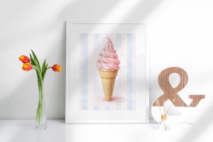 Plakat do kuchni kulinarny- Lód truskawkowy 4rooms