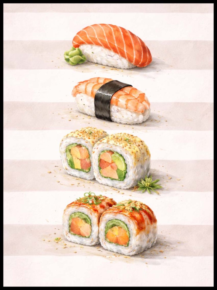Plakat, Rodzaje Sushi 4 rodzaje 4rooms