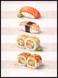 Plakat, Rodzaje Sushi 4 rodzaje 4rooms