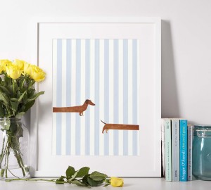 Plakat Pies, Jamnik w paski 4rooms