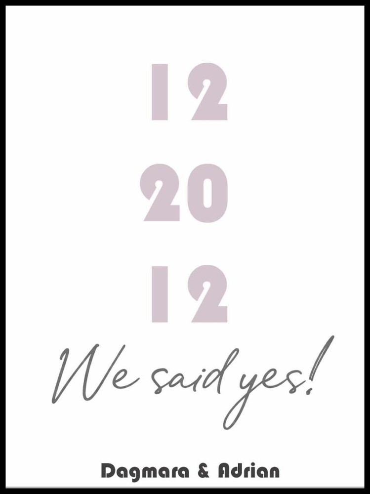 Plakat Personalizowany z Data Ślubu - We said Yes fioletowy 4rooms