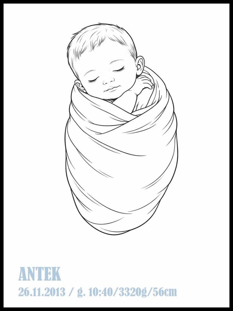 Plakat Personalizowany Dziecko - Metryczka niebieska 4rooms