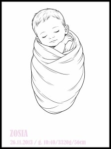 Plakat Personalizowany Dziecko - Metryczka różowa 4rooms