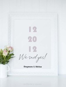 Plakat Personalizowany z Data Ślubu - We said Yes fioletowy 4rooms