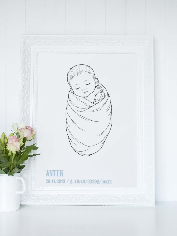 Plakat Personalizowany Dziecko - Metryczka niebieska 4rooms