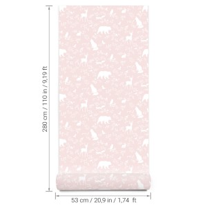 Tapeta, Leśne zwierzęta różowa 4rooms