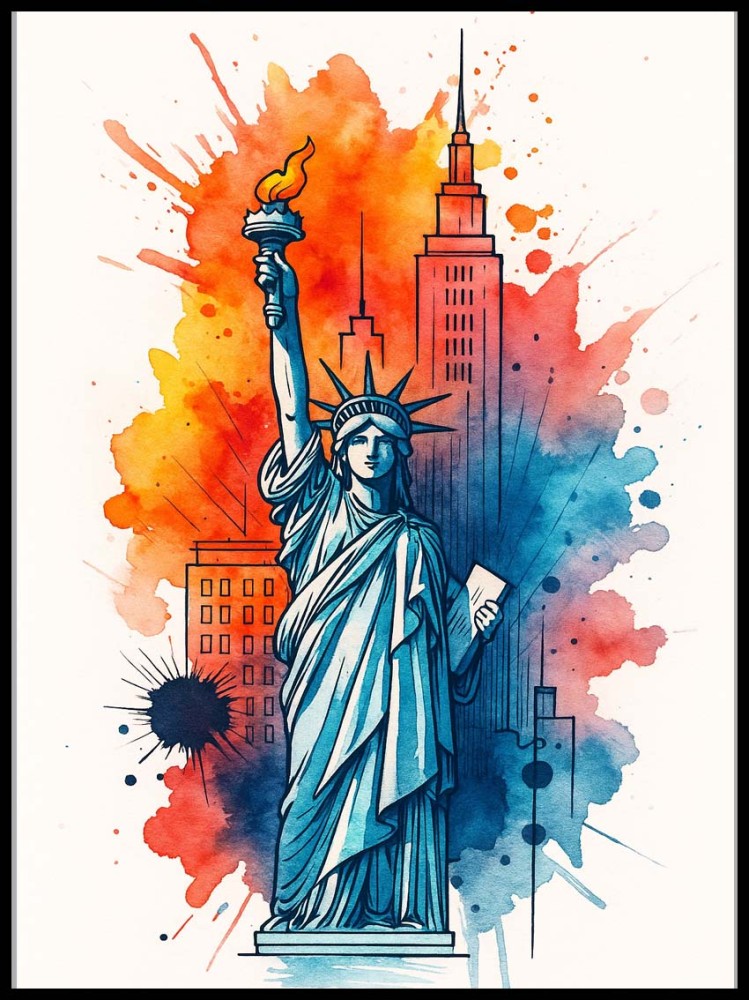 Plakat, Statua Wolności - akwarela kolorowa 4rooms