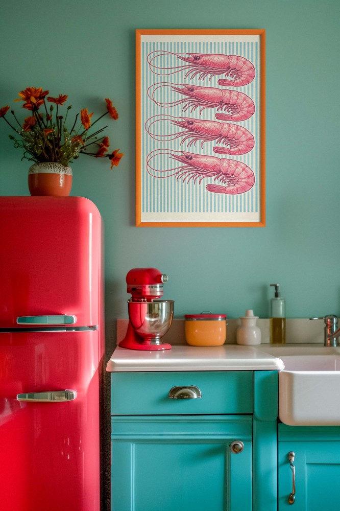 Plakat Krewetki Retro | Kitchen Art | Dekoracja do Kuchni | 4rooms