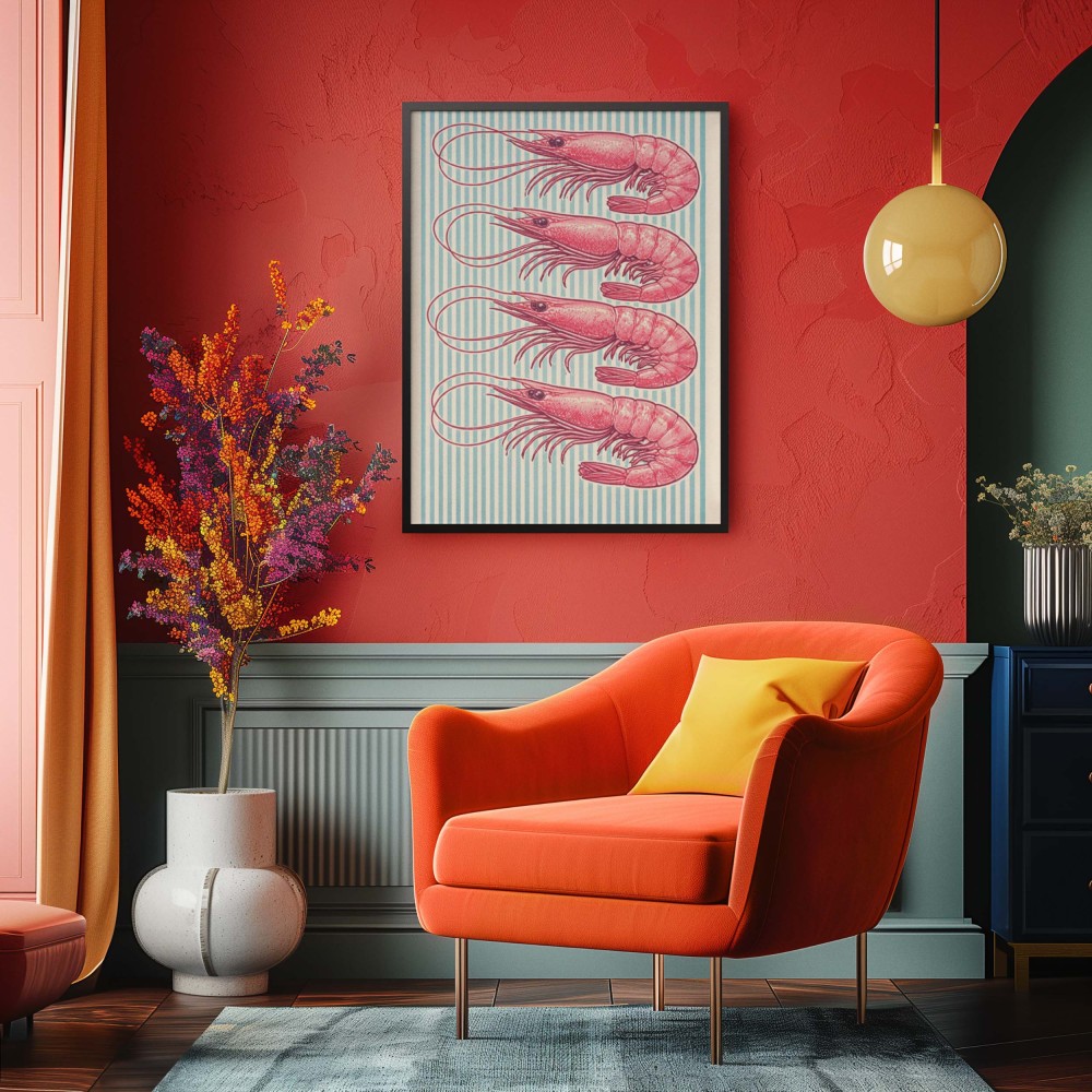 Plakat Krewetki Retro | Kitchen Art | Dekoracja do Kuchni | 4rooms