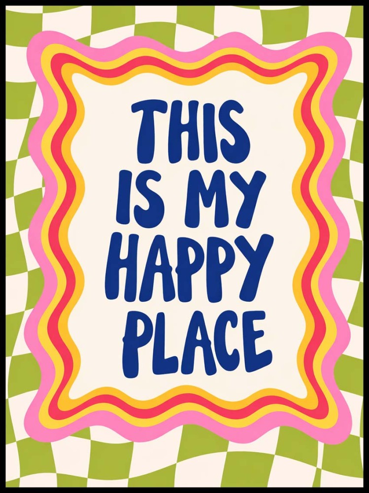 Plakat This Is My Happy Place – kolorowy plakat typograficzny | 4rooms