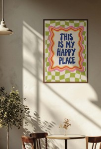 Plakat This Is My Happy Place – kolorowy plakat typograficzny | 4rooms
