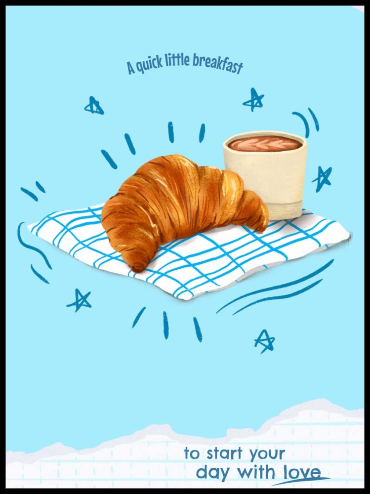 plakat do kuchni kawa croissant plakat coffee breakfast 4rooms