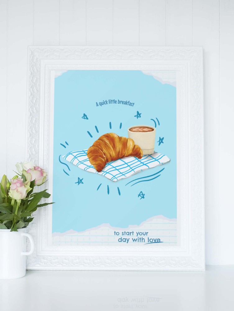 plakat do kuchni kawa croissant plakat coffee breakfast 4rooms