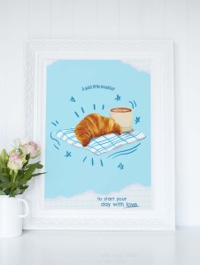 plakat do kuchni kawa croissant plakat coffee breakfast 4rooms