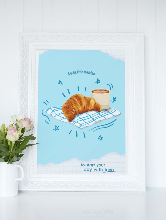 plakat do kuchni kawa croissant plakat coffee breakfast 4rooms