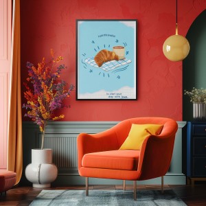 plakat do kuchni kawa croissant plakat coffee breakfast 4rooms
