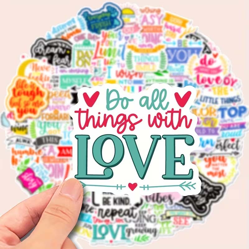 Zestaw naklejek - motywacyjne teksty 25 szt.