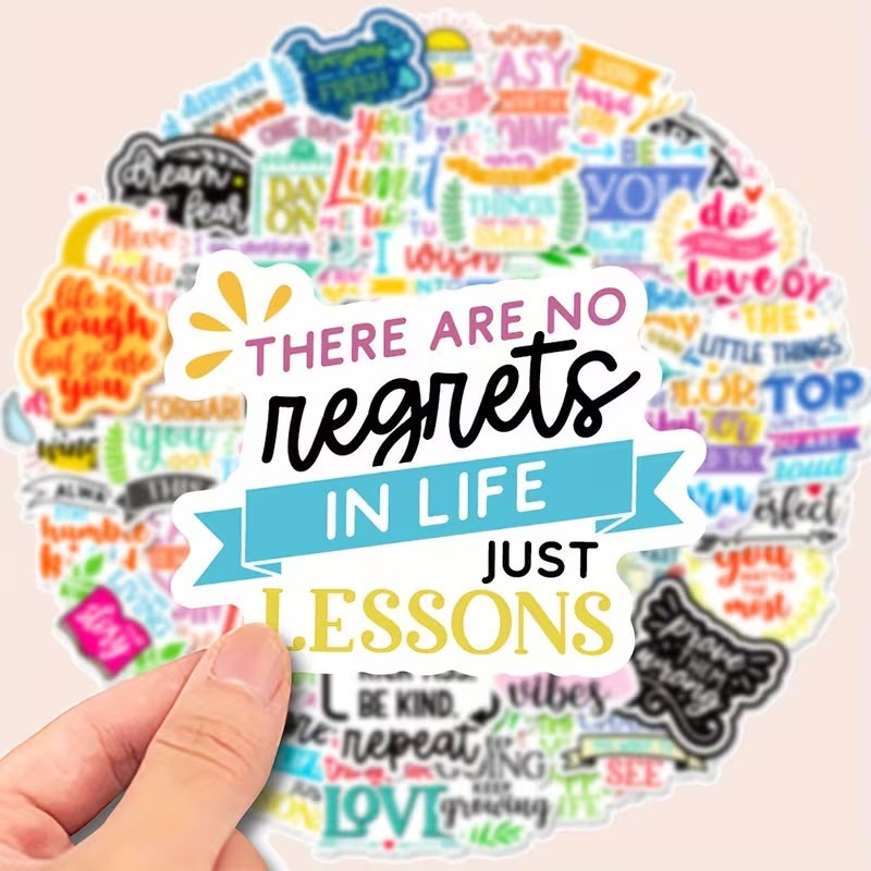 zestaw motywacyjnych naklejek kolorowe naklejki na laptopa telefon inspirujące napisy