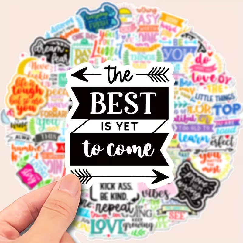 zestaw motywacyjnych naklejek kolorowe naklejki na laptopa telefon inspirujące napisy