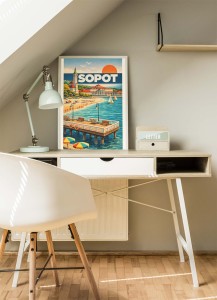 Plakat, Sopot retro z napisem 4rooms