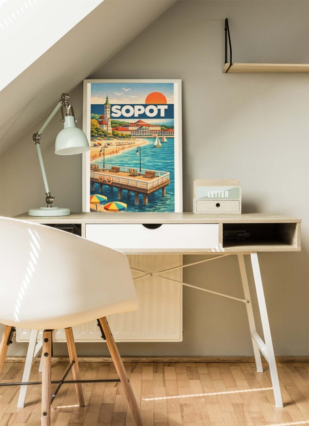 Plakat, Sopot retro z napisem 4rooms