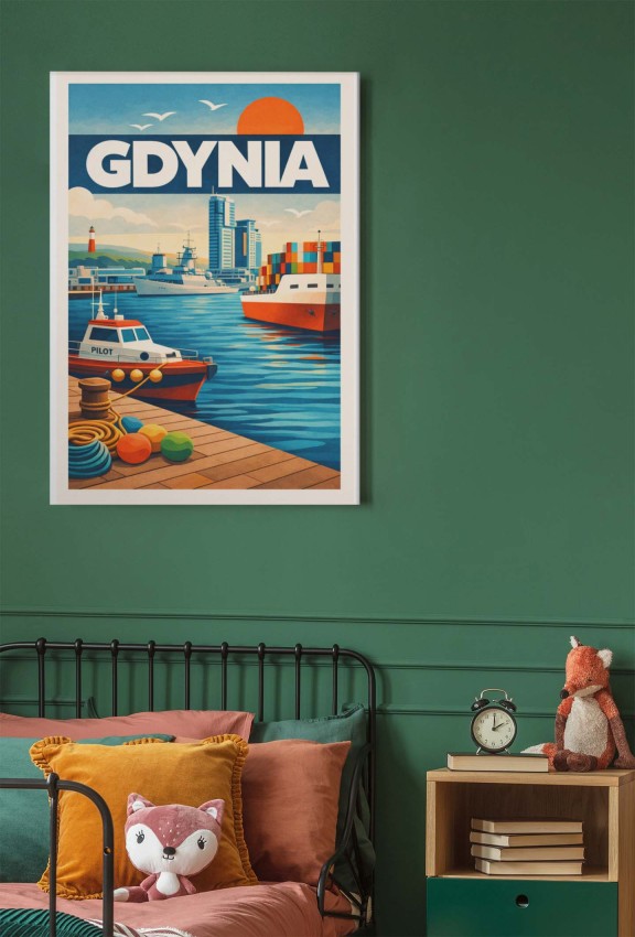 Plakat, Gdynia retro z napisem