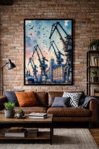 Plakat, Stocznia w Gdańsku - nocą 4rooms