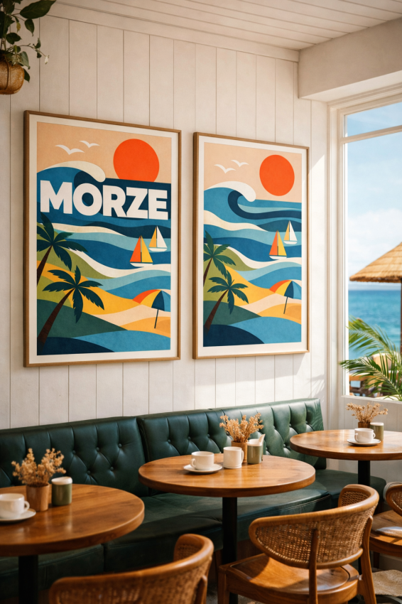 Plakat, Plaża w stylu retro 4rooms