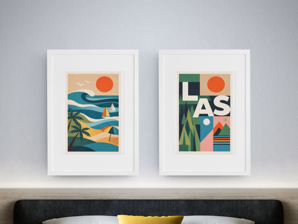 Plakat, Plaża w stylu retro 4rooms