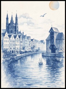 Plakat, Żuraw Gdańsk niebieski