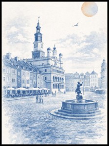Plakat,Polskie miasto - Poznań rynek niebieski