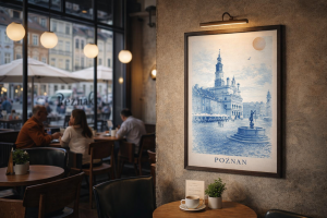 Plakat,Polskie miasto - Poznań rynek niebieski