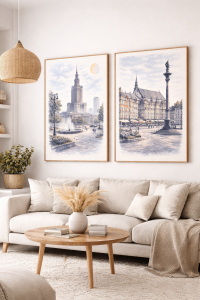 Plakat, Warszawa - Kolumna Zygmunta niebieska