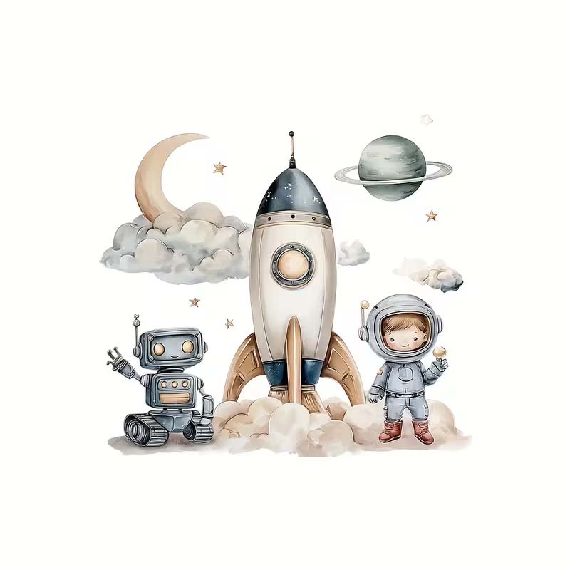 Naklejka, Kosmonauta i rakieta