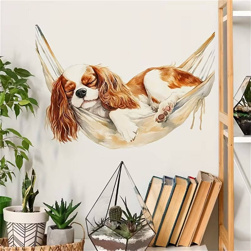 Naklejka na ścianę, Pies na hamaku