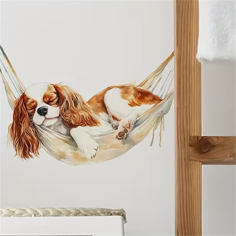Naklejka na ścianę, Pies na hamaku