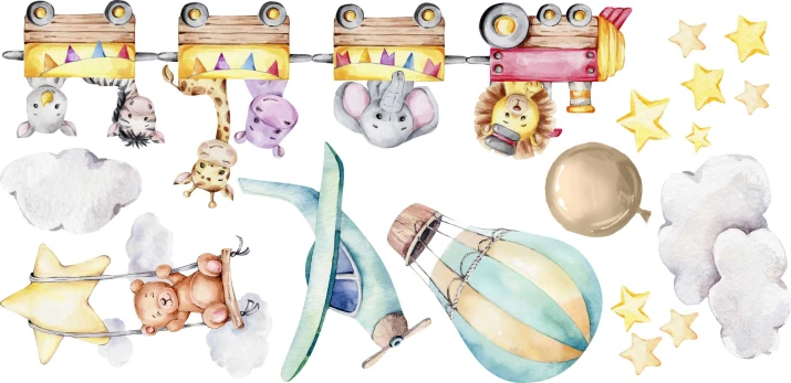 Naklejka ścienna dla dzieci - Przygoda zwierzątek