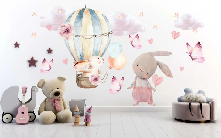 Naklejka ścienna dla dzieci -Zwierzątka kraina króliczków