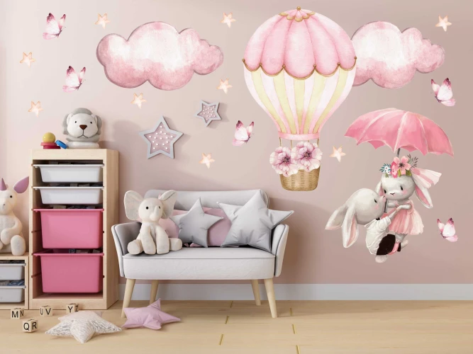 Naklejka ścienna dla dzieci -Zwierzątka pastelowe króliczki 4rooms