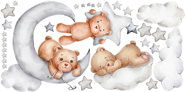 Naklejka ścienna dla dzieci -Zwierzątka radosne misie