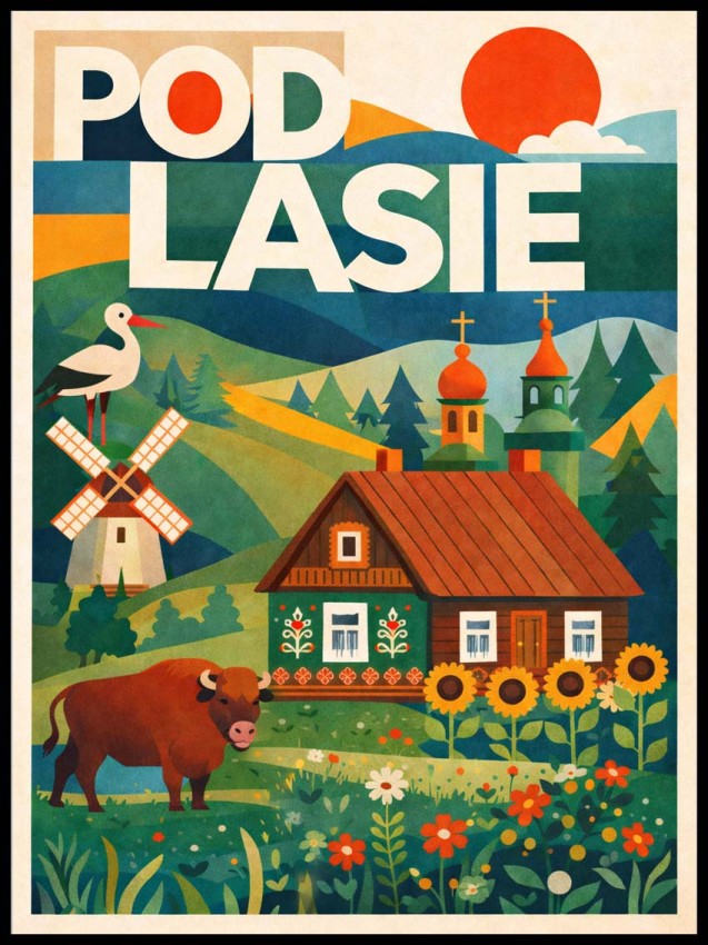 Plakat, Polskie Regiony - Podlasie retro