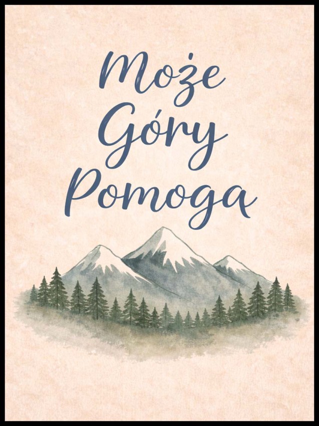 Plakat motto, Może góry pomogą