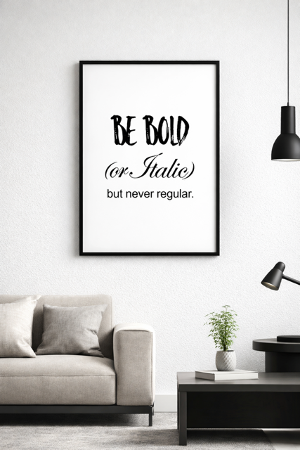 Plakat motto, Be bold never regular