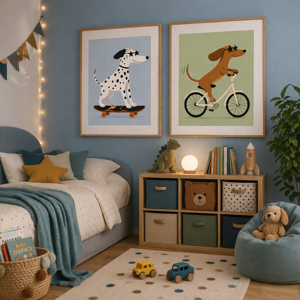 Plakat Pies, Jamnik na rowerze