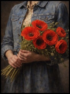 Plakat „Dziewczyna z czerwonymi makami” – romantyczna elegancja