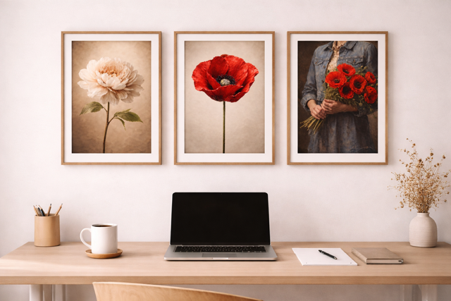 Plakat „Dziewczyna z czerwonymi makami” – romantyczna elegancja