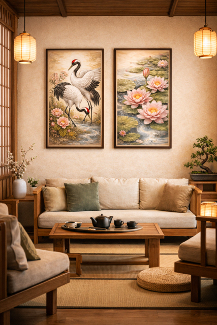 Plakat „Żurawie w stylu japońskim” 4rooms